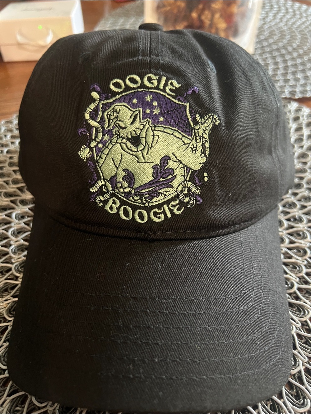 Black 'Oogie Boogie' Embroidered Baseball Cap